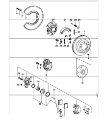 Scheibenbremse hinten, Handbremse 911 TURBO 1975-77