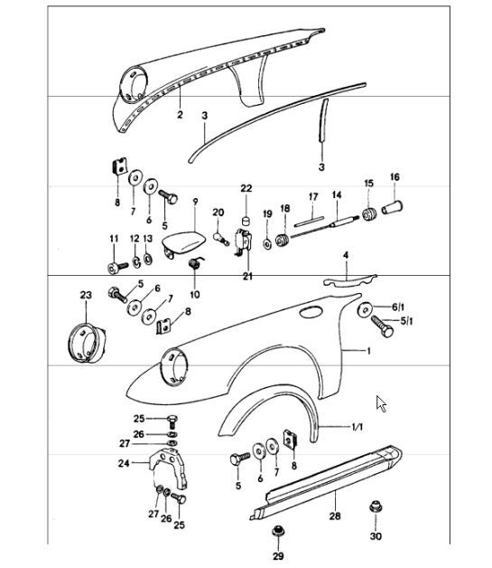 Diagram 801-30 Porsche 996 C2 3.4L 1997-08/01  车身