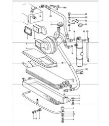 aire acondicionado, condensador, lineas delanteras 911 TURBO 1975-77