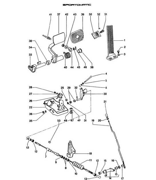Diagram 702-005 Porsche 914 (1970-1976) Hand Lever System, Pedal Cluster