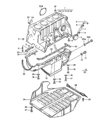 Bloc-cylindres avec pistons, Carter d'huile, Plaque de protection pour moteur, 924 1976-79