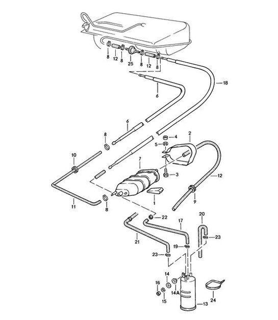 Diagram 201-005 Porsche 924 (1977-1988) Fuel System, Exhaust System