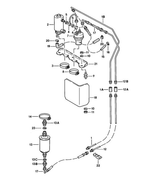 Diagram 201-010 Porsche 991 R 4.0L (500 Bhp) Fuel System, Exhaust System