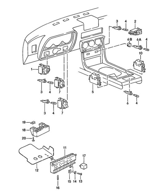 Caja de interruptores/fusibles/relé 924 1976-79