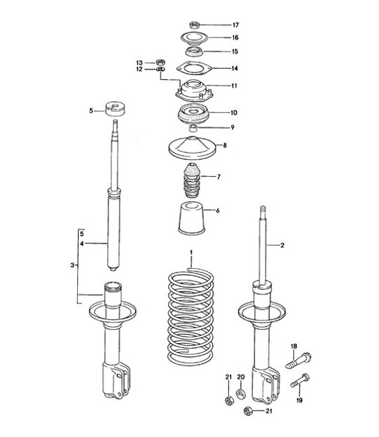 Diagram 402-000 Porsche 924 (1977-1988) Front Axle, Steering 