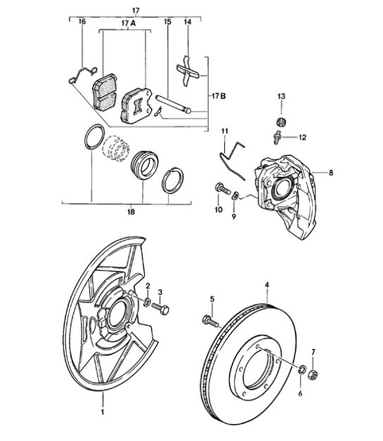 Diagram 602-005 Porsche 964 (911) (1989-1994) Wheels, Brakes