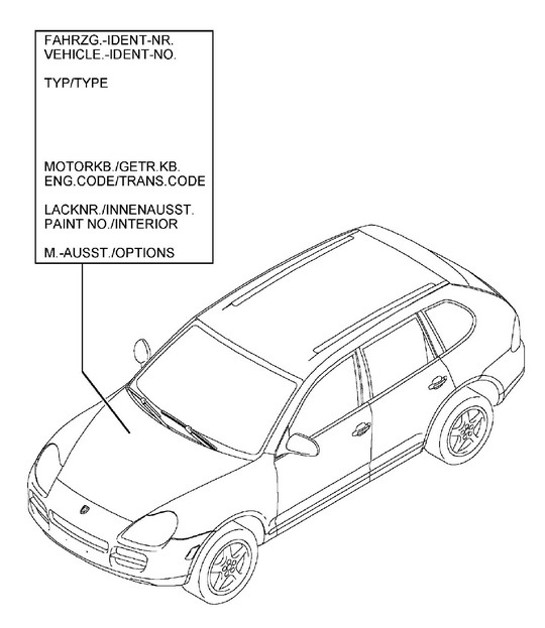 Diagram 004-00 Porsche Cayenne Turbo S V8 4.8L Petrol 550HP Accessories & others 
