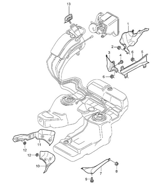 Diagram 201-01 Porsche Cayman 718C (982C) 2017>> Fuel System, Exhaust System