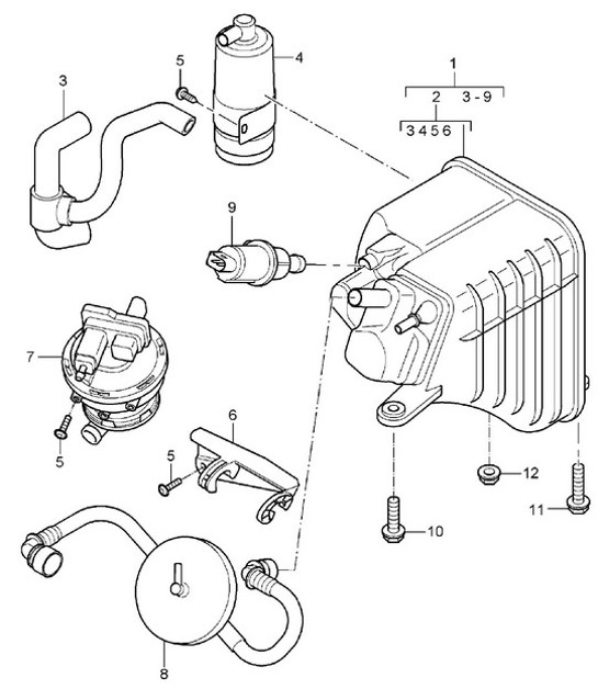 Diagram 201-20 Porsche Cayman S 3.4L 987C 2005-08 Fuel System, Exhaust System