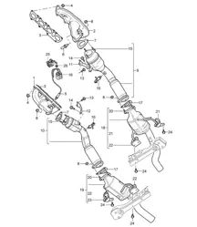 Système d'échappement / Collecteur d'échappement / Convertisseur catalytique (PR:T91) Cayenne 9PA (955) 4.5L 2003-06