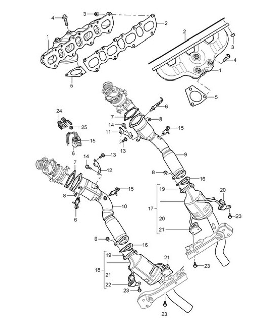 Diagram 202-05 Porsche Macan (95B) MK1 (2014-2018) Fuel System, Exhaust System