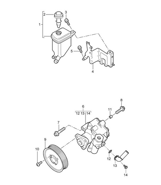 Diagram 403-03 Porsche 卡宴 9PA (955) 2003-2006 前轴、转向 