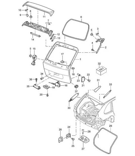 Rear lid Cayenne 9PA (955) 2003-06