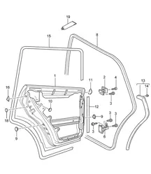 Bloßes Türgehäuse / Hinten / Dichtungen Cayenne 9PA (955) 2003-06
