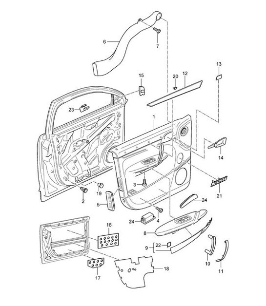 Door trim panel with Insulation - Front - Cayenne 9PA (955) 2003-06