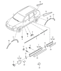 Zierbeschläge – unten außen – Cayenne 9PA (955) 2003–06