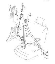 Seat belt - Front - Cayenne 9PA (955) 2003-06
