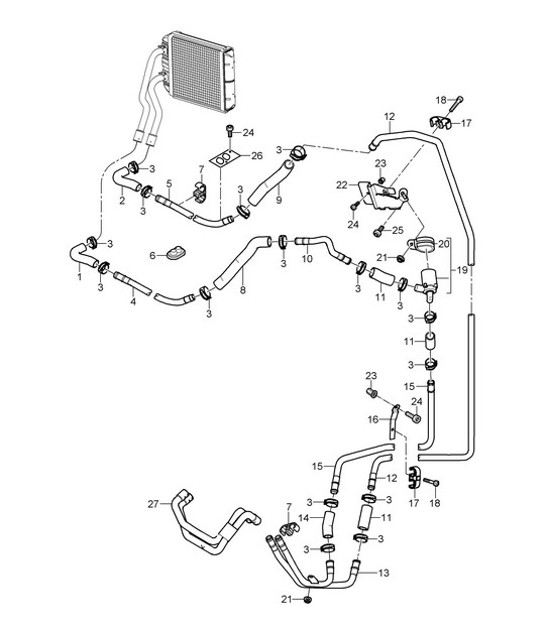 Heating / Feed line / Return line (Model: PR:D9J,D9K,D9L) Cayenne 9PA (955) 2003-06