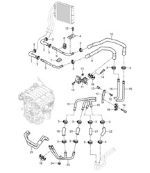 Heizung mit Zusatzklimaanlage / Vorlauf / Rücklauf (PR:D9J,9AH) Cayenne 9PA (955) 3.2L 2003-06