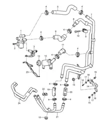Heizung mit Standklimaanlage und Standheizung / Vorlauf / Rücklauf / Ventil bis / Motor (PR:7VE,7VL,9AH) Cayenne 9PA (955) 2003-06