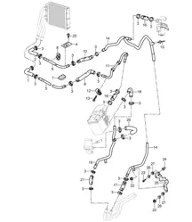 Heizung mit Standklimaanlage und Standheizung / Vorlauf / Rücklauf / Wärmetauscher / Hinten (PR:7VE,7VL,9AH) Cayenne 9PA (955) 2003-06