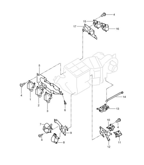 Electric motor / Air conditioner / Left-hand drive (PR:L0L)  - Front - Cayenne 9PA (955) 2003-06