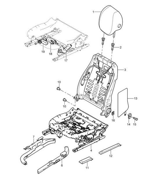 Backrest frame / Seat frame Cayenne 9PA (955) 2003-06