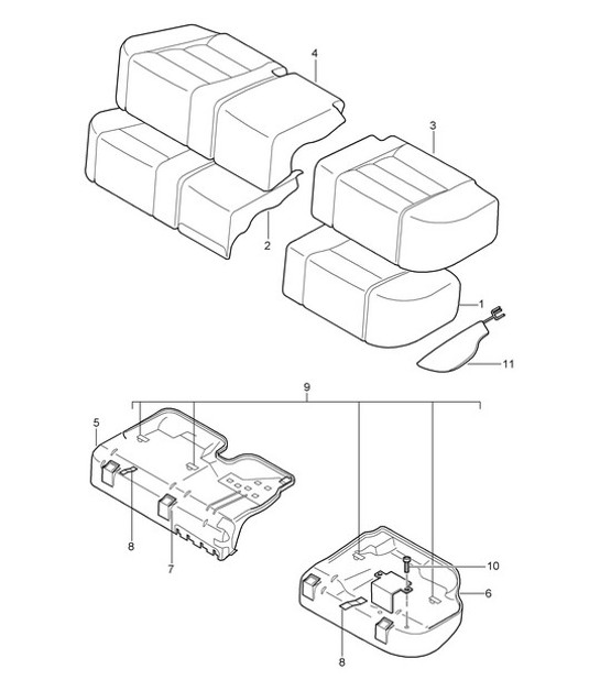 Cover / Seat surface / Foam part Cayenne 9PA (955) 2003-06