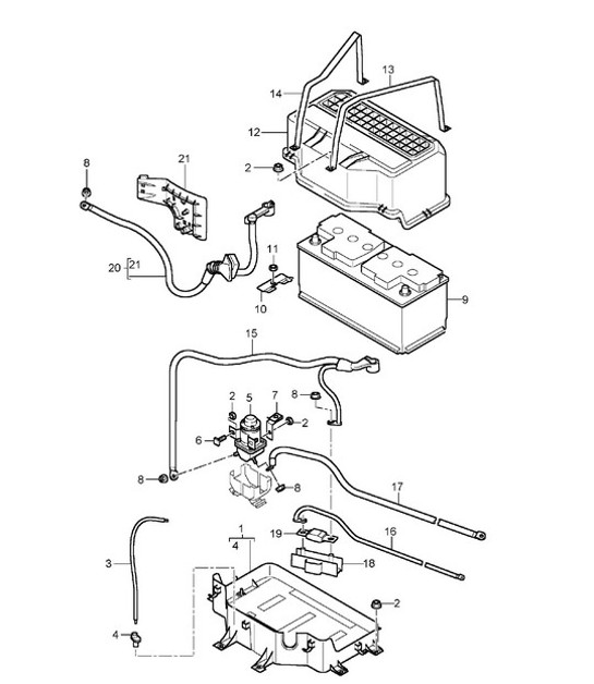 Battery / Spare-wheel well  Cayenne 9PA (955) 2003-06