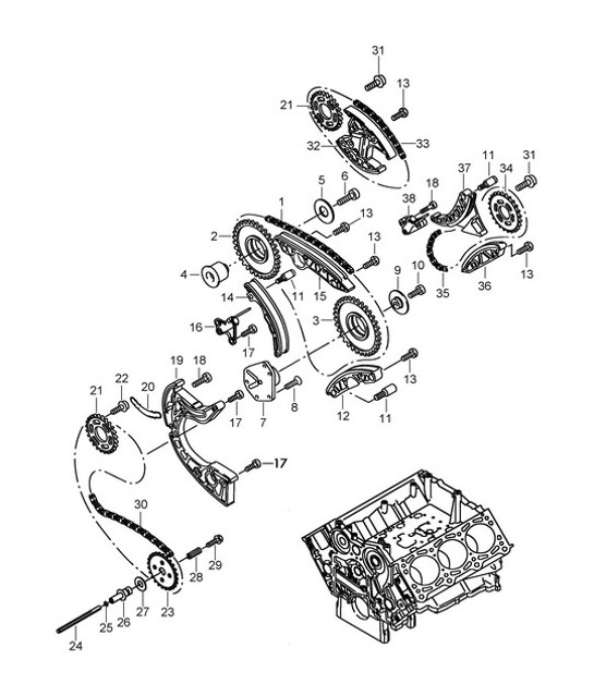 Diagram 103-025 Porsche Cayenne S V8 4.8L Petrol 400HP Engine
