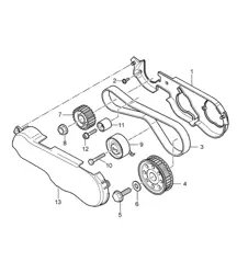 Toothed belt / Toothed belt guard (Model: 059D) Cayenne 9PA1 (957) 3.0L Diesel 2007-10