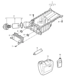 Boîtier conducteur d'huile / Filtre à huile / Échangeur de chaleur (Modèle : 4801,4851) Cayenne 9PA1 (957) 4,8L 2007-10