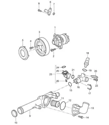 Pompe à liquide de refroidissement / Boîtier de thermostat (Modèle : 5501) Cayenne 9PA1 (957) 3,6L 2007-10
