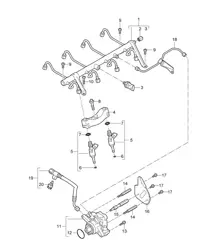 Tubo de recolección de combustible / Inyector de alta presión / Bomba de alta presión (Modelo: 4801,4851) Cayenne 9PA1 (957) 4.8L 2007-10