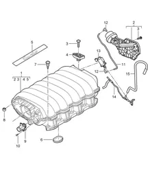 Distributeur d'air d'admission (Modèle : 4801,4851) Cayenne 9PA1 (957) 4,8L 2007-10