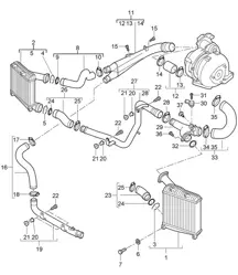 Refroidisseur d'air de suralimentation / Tuyau de pression (Modèle: PR:D50) Cayenne 9PA1 (957) 3.0L Diesel 2007-10
