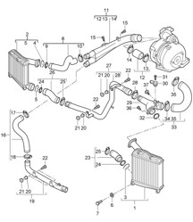 Refroidisseur d'air de suralimentation / Tuyau de pression (Modèle: PR:D50) Cayenne 9PA1 (957) 3.0L Diesel 2007-10