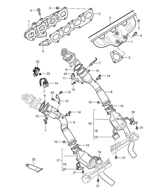 Diagram 202-005 Porsche Cayman 987C/981C (2005-2016) Fuel System, Exhaust System