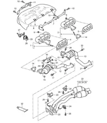 Système d'échappement / Collecteurs d'échappement / Convertisseur catalytique (PR:D5X) Cayenne 9PA1 (957) 3.6L 2007-10