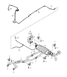 Système d'échappement / Version sport / Silencieux avant / Silencieux arrière / Sortie d'échappement (PR:D5V,0P8) Cayenne 9PA1 (957) 4.8L 2007-10