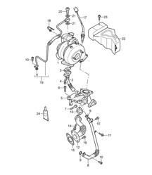 Turbocompresseur de gaz d'échappement / Tuyau d'huile (Modèle: 059D) Cayenne 9PA1 (957) 3.0L Diesel 2007-10