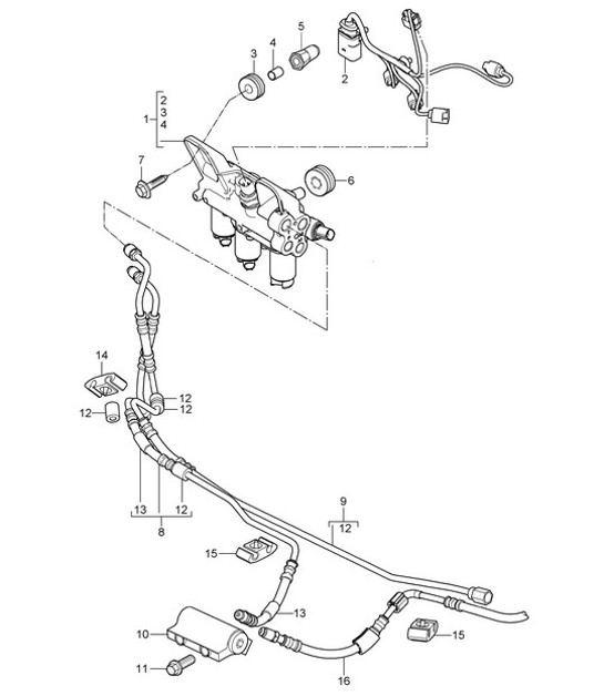 Diagram 402-007 Porsche Cayman S 3.4L 987C 2005-08 Front Axle, Steering 