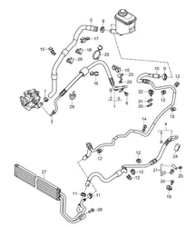 Direction assistée / Conduites / Refroidisseur d'huile / Différentes pièces pour -PDCC- (PR:D5X,D50) Cayenne 9PA1 (957) 3.6L / 3.0L Diesel 2007-10