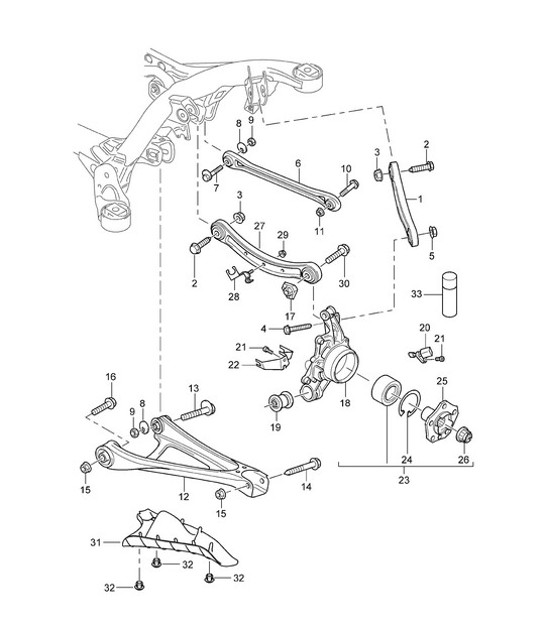 Diagram 501-000 Porsche Cayman S 3.4L 987C 2005-08 Asse posteriore