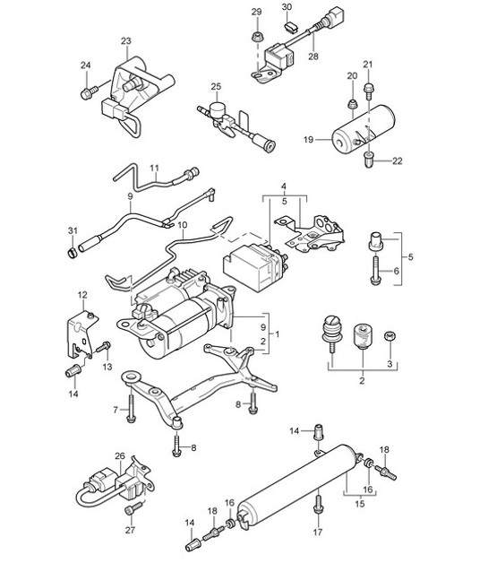Diagram 606-000 Porsche 卡宴 3.2L V6 2003 年>> 车轮、制动器