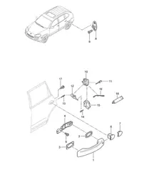 Door handle / Door lock - REAR - Cayenne 9PA1 (957) 2007-10