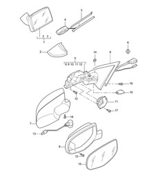 Rear-view mirror /  Exterior mirror / Accessories Cayenne 9PA1 (957) 2007-10