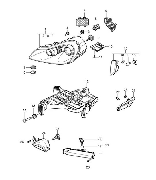Diagram 905-001 Porsche 卡宴 V6 3.0L 汽油 340Hp 