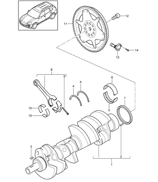 Diagram 102-000 Porsche Cayman GTS 718 4.0L PDK（400 马力） 引擎