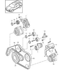 Belt tensioner / Belt drive (Model: CRCA,CRCB, CNRB,CVVA, CVVB,CVVC) Cayenne 92A (958) 3.0L Diesel 05/2011-18